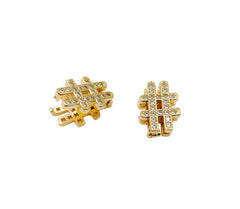 18K Gold Filled Shiny Hashtag Bead, BD062