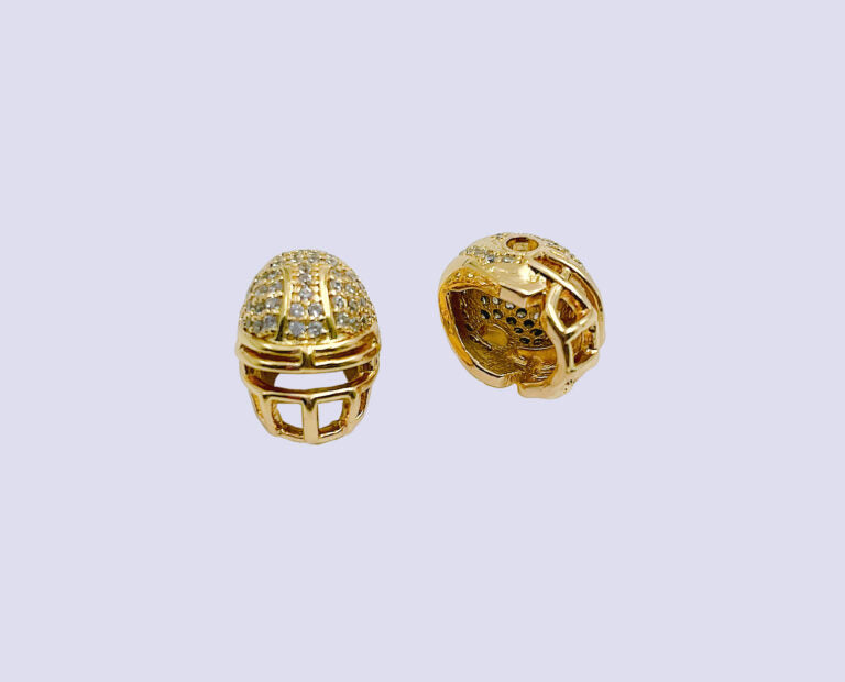 18K Gold Filled CZ Micro Pave American Football NFL Helmet Bead BD080