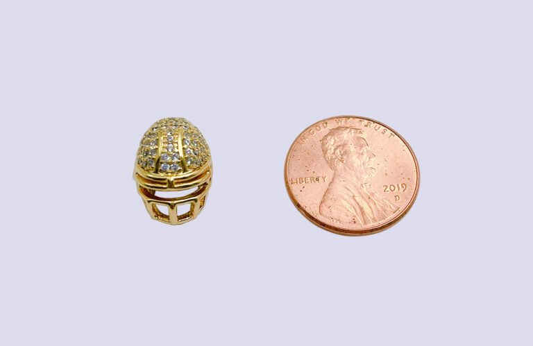 18K Gold Filled CZ Micro Pave American Football NFL Helmet Bead BD080