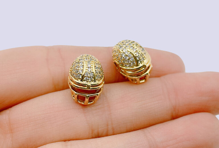 18K Gold Filled CZ Micro Pave American Football NFL Helmet Bead BD080