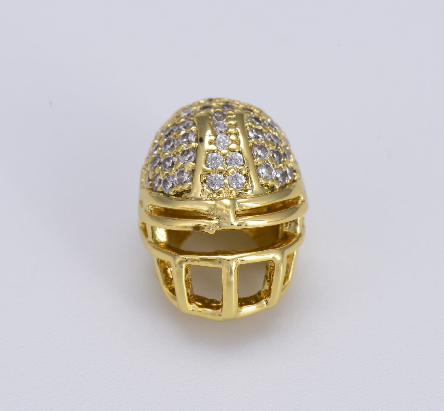 18K Gold Filled CZ Micro Pave American Football NFL Helmet Bead BD080