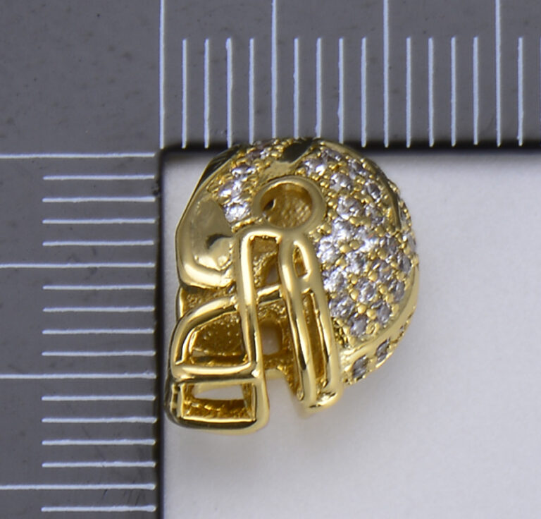 18K Gold Filled CZ Micro Pave American Football NFL Helmet Bead BD080