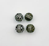 Antique Flower Micro Pave Spacer Beads, Flower Round Ball Beads, Flower Ball Beads for Bracelet Necklace Jewelry Making, 10mm, BD083