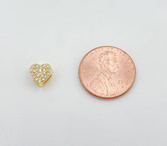 18K Gold Filled Tiny Heart Slider Beads, CZ Micro Pave Love Beads for Valentines Bracelet Necklace Jewelry Making Supply, 7mm, BD087