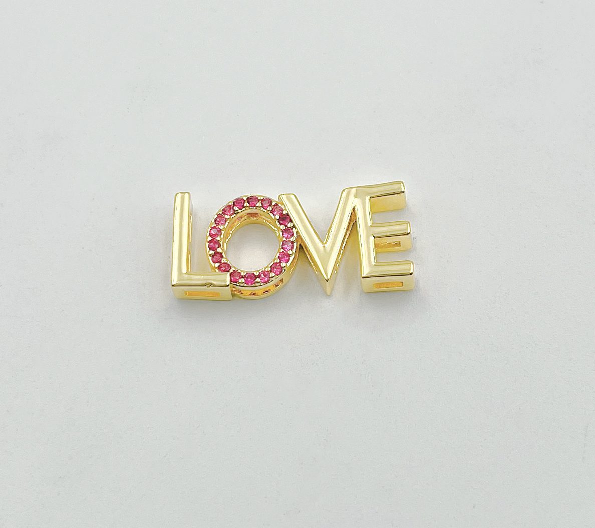 18K Gold Filled Love Word Slider Bead, Couples Charm, LOVE Jewelry for Necklace Bracelet Jewelry Making Supply, 24x10mm, BD088