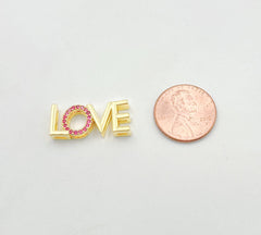 18K Gold Filled Love Word Slider Bead, Couples Charm, LOVE Jewelry for Necklace Bracelet Jewelry Making Supply, 24x10mm, BD088