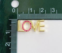 18K Gold Filled Love Word Slider Bead, Couples Charm, LOVE Jewelry for Necklace Bracelet Jewelry Making Supply, 24x10mm, BD088