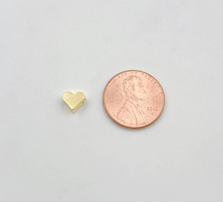 18K Gold Filled Dainty Heart Spacer Bead, Gold Heart Spacer Beads, Brass Spacer Beads, Small Heart Spacers for Bracelet Necklace, BD090