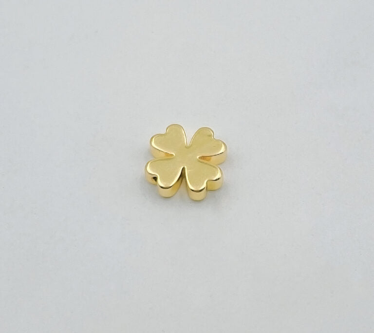 18K Gold Filled Lucky Four Leaf Clover Spacer Beads, Shamrock Spacer Beads, Quatrefoil Bead for Bracelet Necklace Jewelry Making, BD091