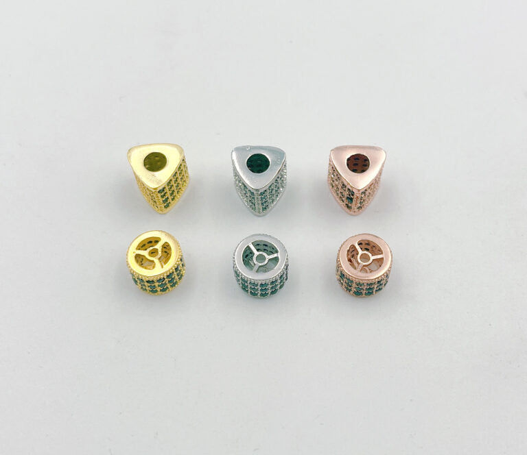 18K Gold Filled Black Diamond CZ Spacer Beads, 3D Triangular Prism Bead, Geometric Spacer Beads for Necklace Bracelet Making Supply, BD093