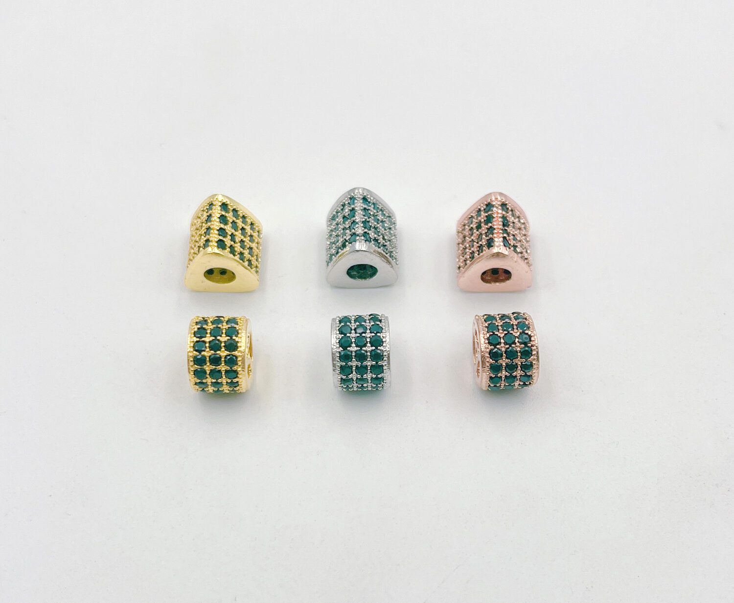 18K Gold Filled Black Diamond CZ Spacer Beads, 3D Triangular Prism Bead, Geometric Spacer Beads for Necklace Bracelet Making Supply, BD093