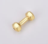 18K Gold Filled Dumbbell Bead, Micro Pave CZ Fitness Dumbbell Connector Beads, Dumbbell Beads for Bracelet Necklace Jewelry Making, BD095