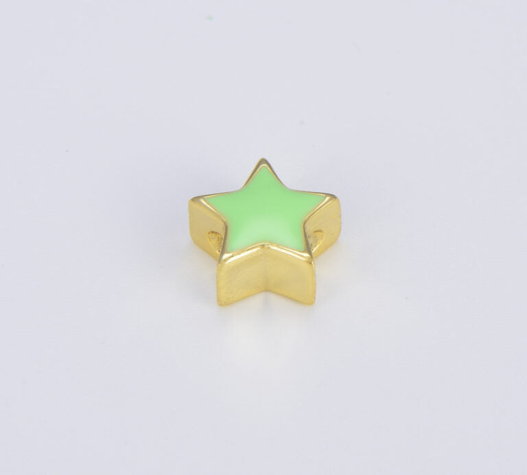 18K Gold Filled Neon Enamel Star Beads, BD098A