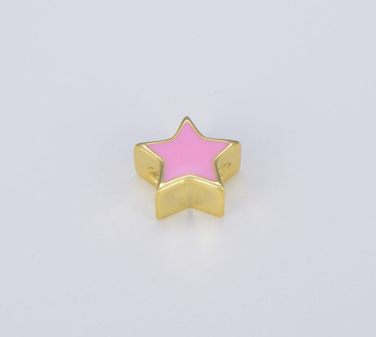 18K Gold Filled Neon Enamel Star Beads, BD098A