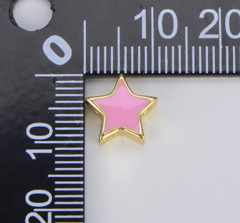 18K Gold Filled Neon Enamel Star Beads, BD098A