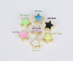 18K Gold Filled Neon Enamel Star Beads, BD098A