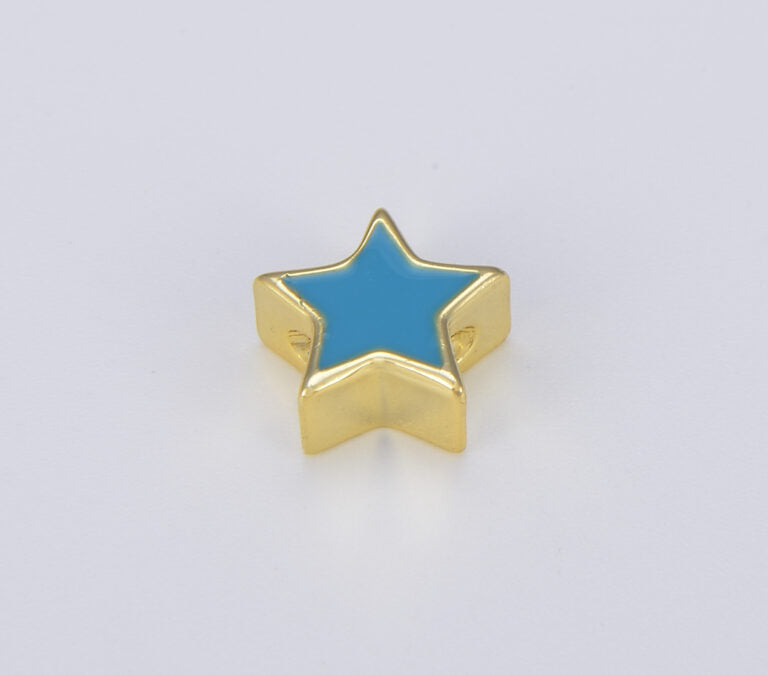 18K Gold Filled Neon Enamel Star Beads, BD098A