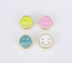 18K Gold Filled Colorful Smiley Face Coin Shape Spacer Beads, BD099