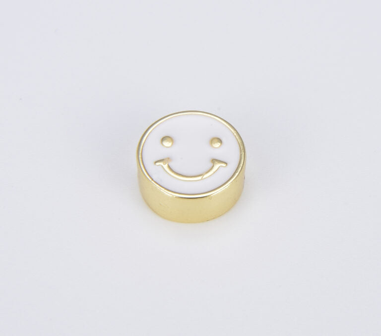 18K Gold Filled Colorful Smiley Face Coin Shape Spacer Beads, BD099