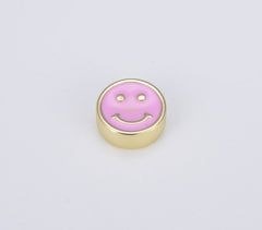 18K Gold Filled Colorful Smiley Face Coin Shape Spacer Beads, BD099