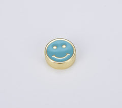 18K Gold Filled Colorful Smiley Face Coin Shape Spacer Beads, BD099