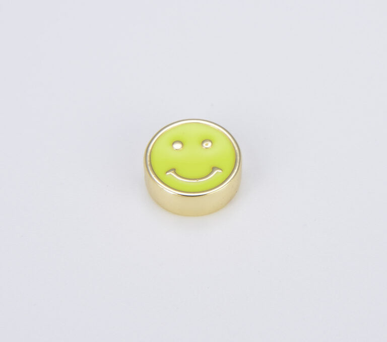 18K Gold Filled Colorful Smiley Face Coin Shape Spacer Beads, BD099