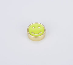 18K Gold Filled Colorful Smiley Face Coin Shape Spacer Beads, BD099