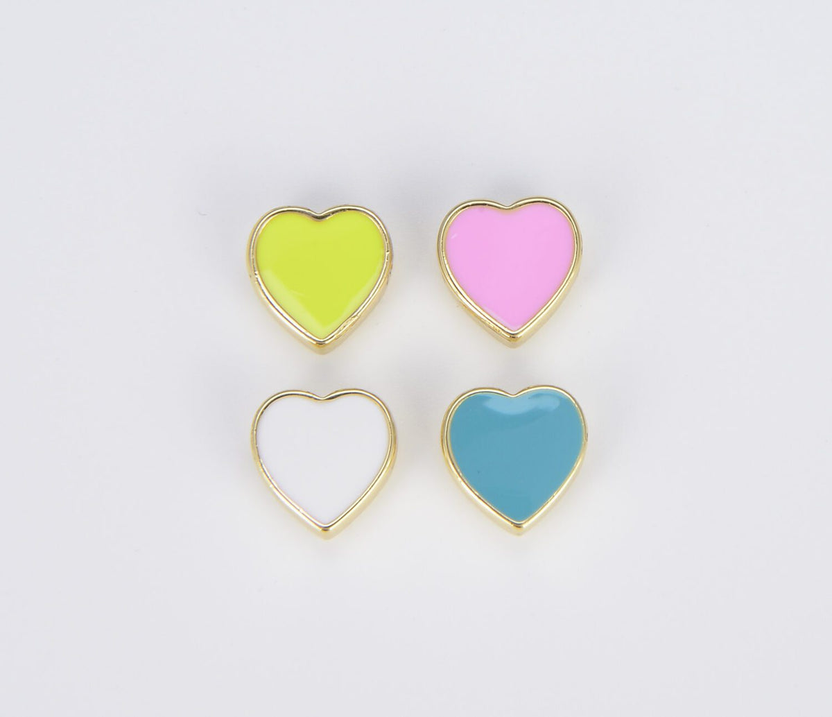 18K Gold Filled Enamel Colorful Heart Spacer Beads, BD100