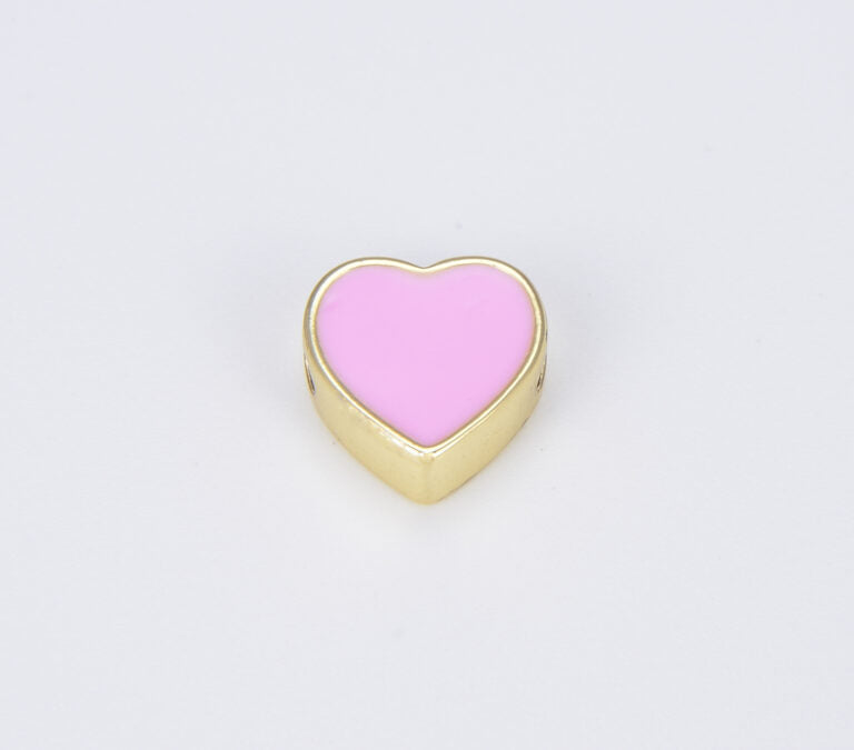 18K Gold Filled Enamel Colorful Heart Spacer Beads, BD100