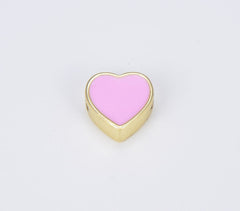 18K Gold Filled Enamel Colorful Heart Spacer Beads, BD100