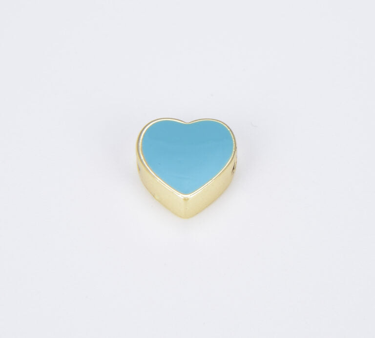 18K Gold Filled Enamel Colorful Heart Spacer Beads, BD100