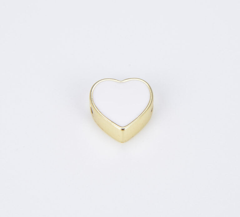 18K Gold Filled Enamel Colorful Heart Spacer Beads, BD100