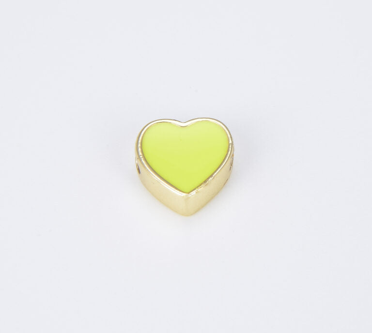 18K Gold Filled Enamel Colorful Heart Spacer Beads, BD100