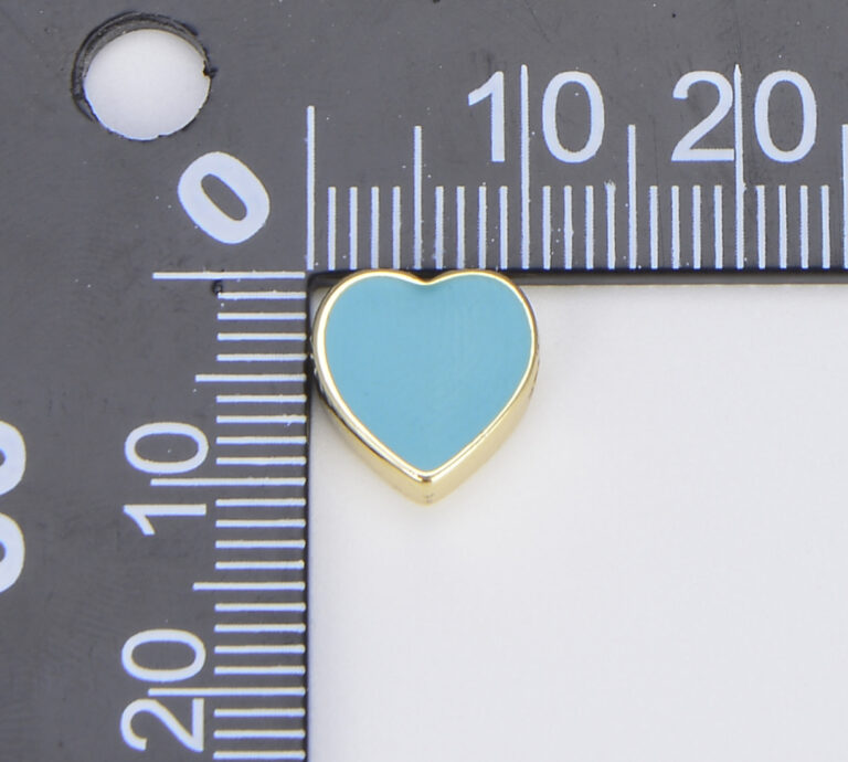 18K Gold Filled Enamel Colorful Heart Spacer Beads, BD100