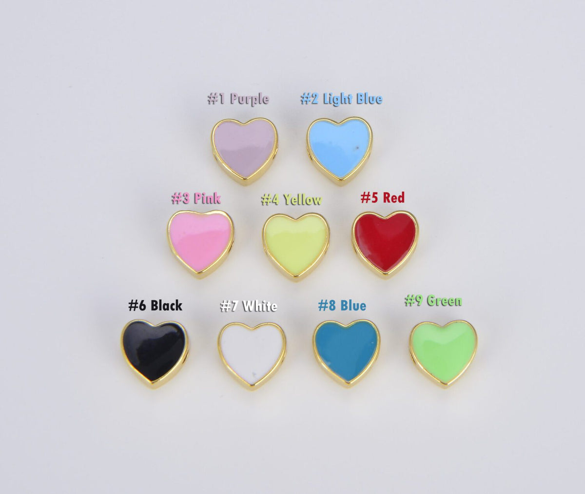 18K Gold Filled Enamel Colorful Heart Spacer Beads, Gold Over Brass Pink Turquoise Yellow Enamel Jewelry, Heart Beads for Jewelry Making, BD100A