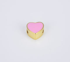 18K Gold Filled Enamel Colorful Heart Spacer Beads, Gold Over Brass Pink Turquoise Yellow Enamel Jewelry, Heart Beads for Jewelry Making, BD100A