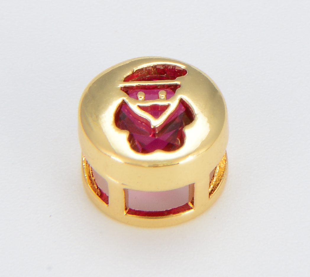 18K Gold Filled Multi Color Cubic Zirconia Gold Holyday Season Bead, BD110