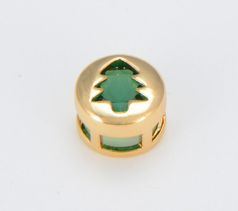 18K Gold Filled Multi Color Cubic Zirconia Gold Holyday Season Bead, BD110A