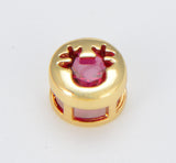 18K Gold Filled Multi Color Cubic Zirconia Gold Holyday Season Bead, BD110B