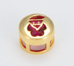 18K Gold Filled Multi Color Cubic Zirconia Gold Holyday Season Bead, BD110