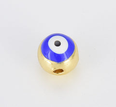 18K Gold Filled Dainty Round Evil Eye Beads, BD112