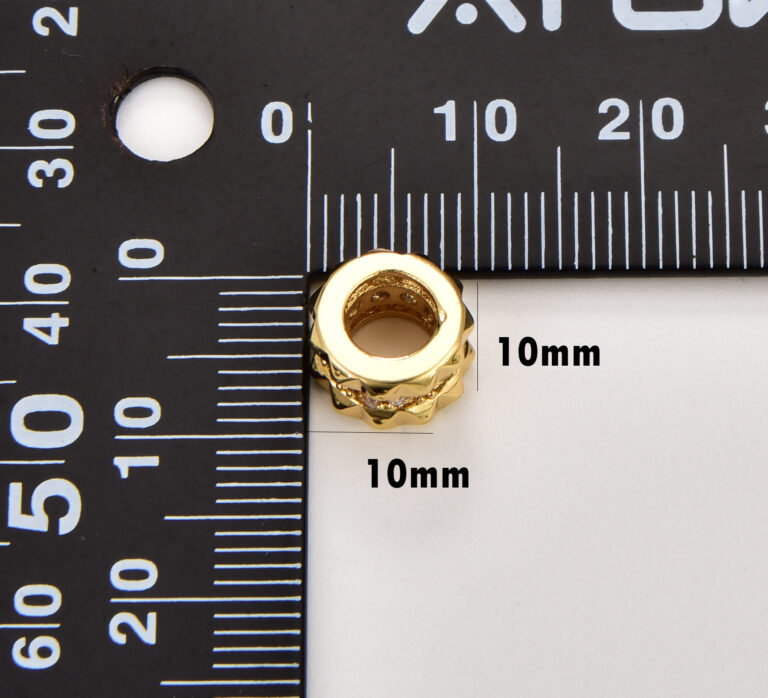 18K Gold Filled Dainty Spiky Drum Barrel Spacer Beads, CZ Large Hole Cylinder Beads in Gold Filled, Round Spacer Beads for DIY Jewelry Making, BD116