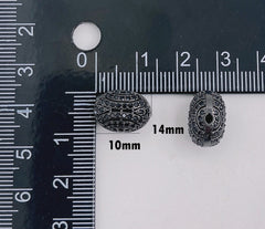 Black Cubic Zirconia Oval Spacer Beads, Oval Spacer Beads for Jewelry Making Bracelets Necklaces, BD120A