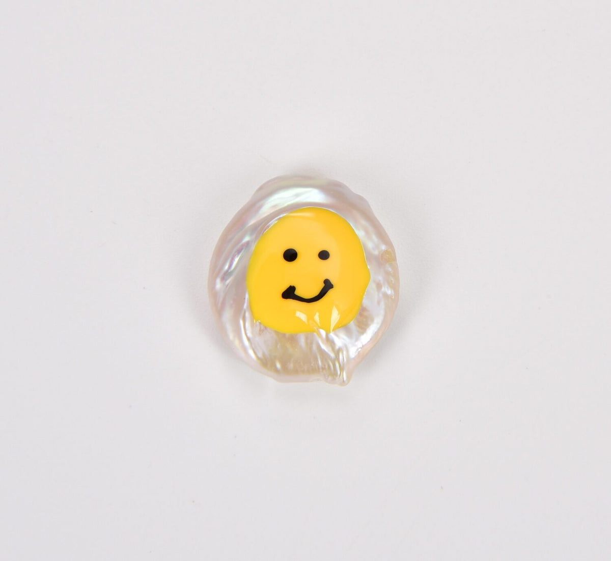 Smiley Face Pearl Beads, Freshwater Pearl Smiley Face Beads, Acrylic Pearl Charm, Round Smiley Bead, 18x15mm, BD126