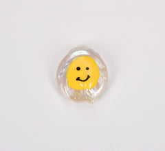 Smiley Face Pearl Beads, Freshwater Pearl Smiley Face Beads, Acrylic Pearl Charm, Round Smiley Bead, 18x15mm, BD126