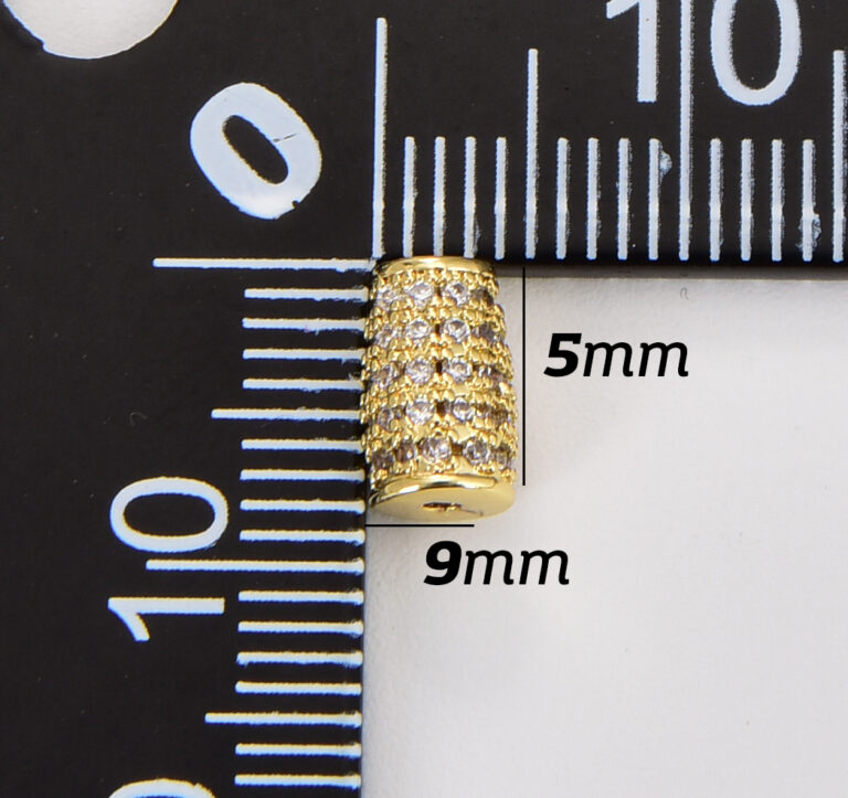 18K Gold Filled Cylinder Shape Spacer Beads, Lead Bullet Shape Bead, CZ Micro Pave Tube Spacer Beads for DIY Jewelry Making Charms, BD134