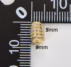 18K Gold Filled Cylinder Shape Spacer Beads, Lead Bullet Shape Bead, CZ Micro Pave Tube Spacer Beads for DIY Jewelry Making Charms, BD134