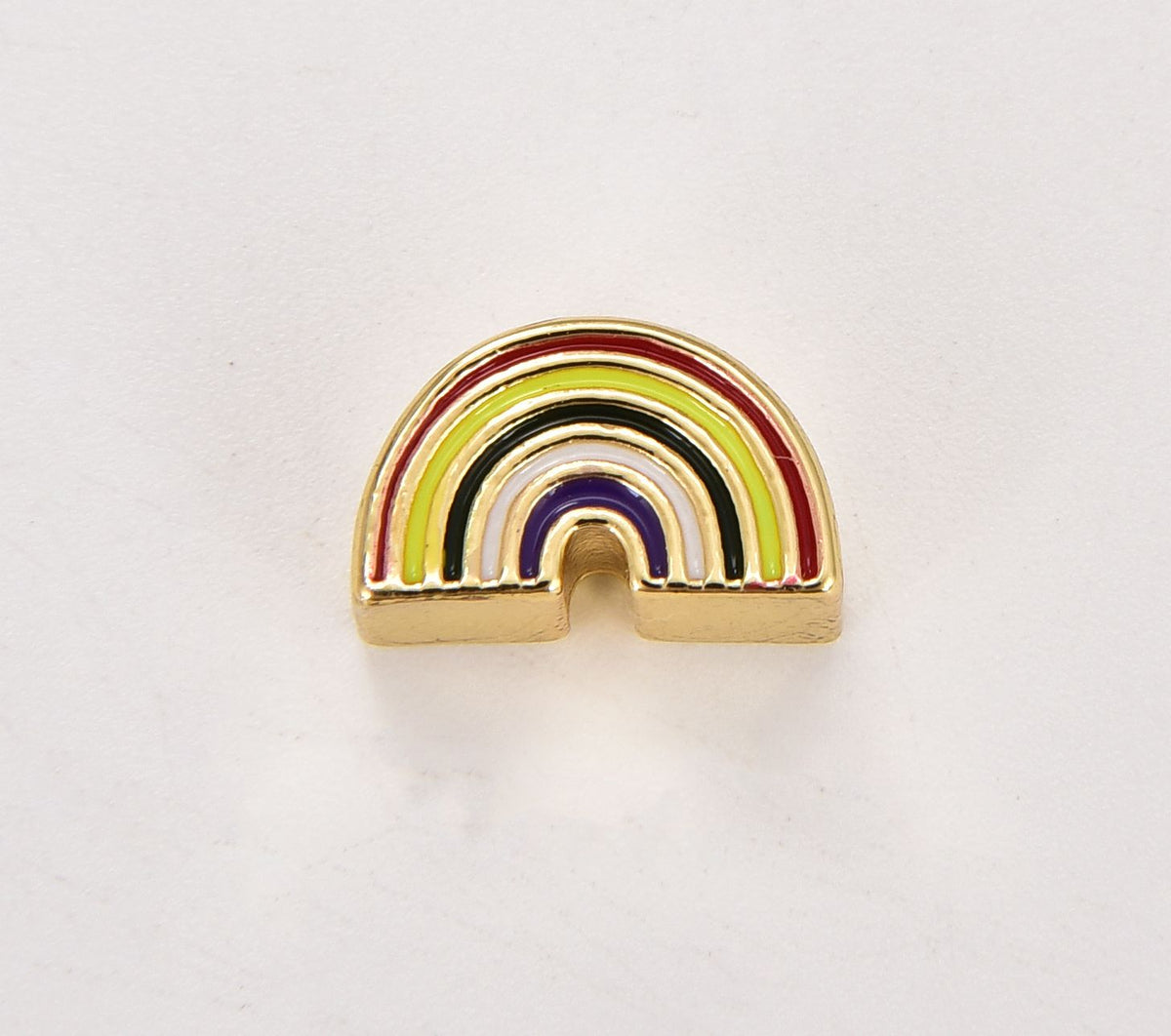 18K Gold Filled Dainty Colorful Enamel Rainbow Bead, Rainbow Spacer Bead, Rainbow Bead for Necklace Bracelet Charm Component Supply, BD136