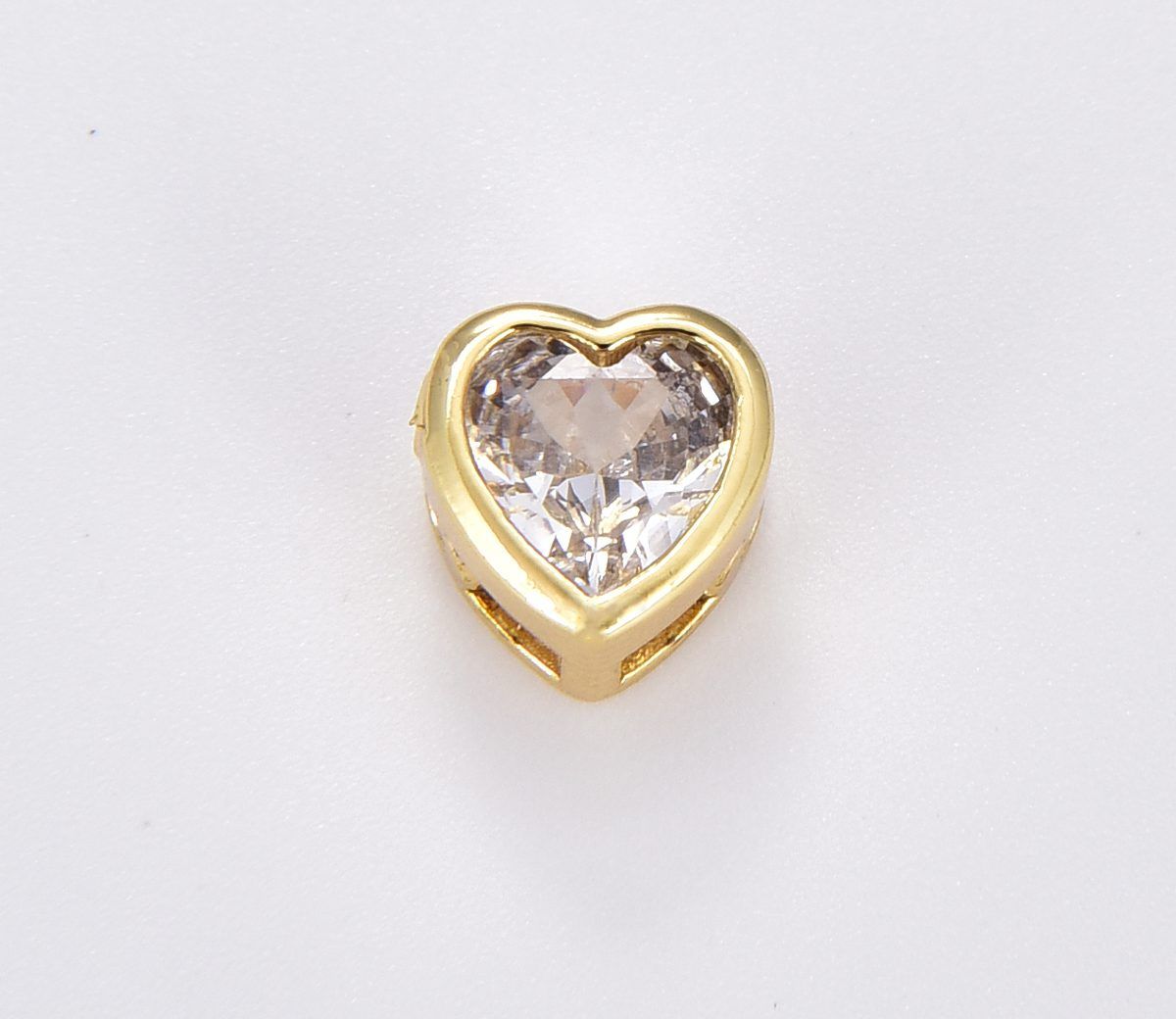 18K Gold Filled Dainty Cubic Zirconia Heart Spacer Bead, Gold Filled Heart Spacer Beads, White CZ Spacer Beads, Small Heart Spacers for Bracelet Necklace, 8x7mm, BD138