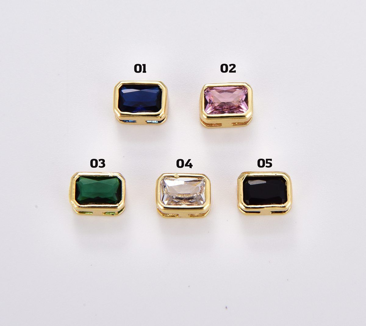 18K Gold Filled Rectangle Bead Spacer, CZ Micro Pave Square Spacer Bead Connector Charm Bracelet Necklace for DIY Jewelry Making Supply, BD141